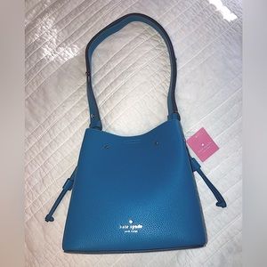 Kate Spade -marti pebbled leather small bucket- dark peacock